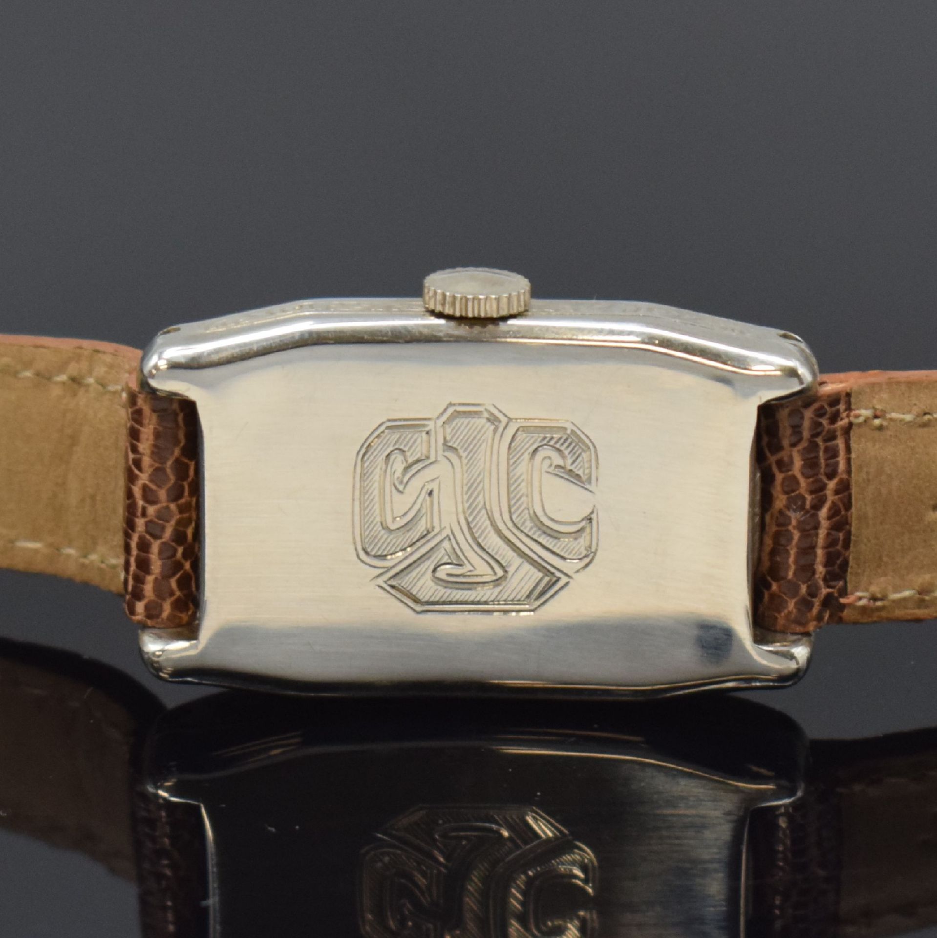 GRUEN Precision rechteckige Armbanduhr in WG 14k,  Schweiz - Bild 5 aus 7