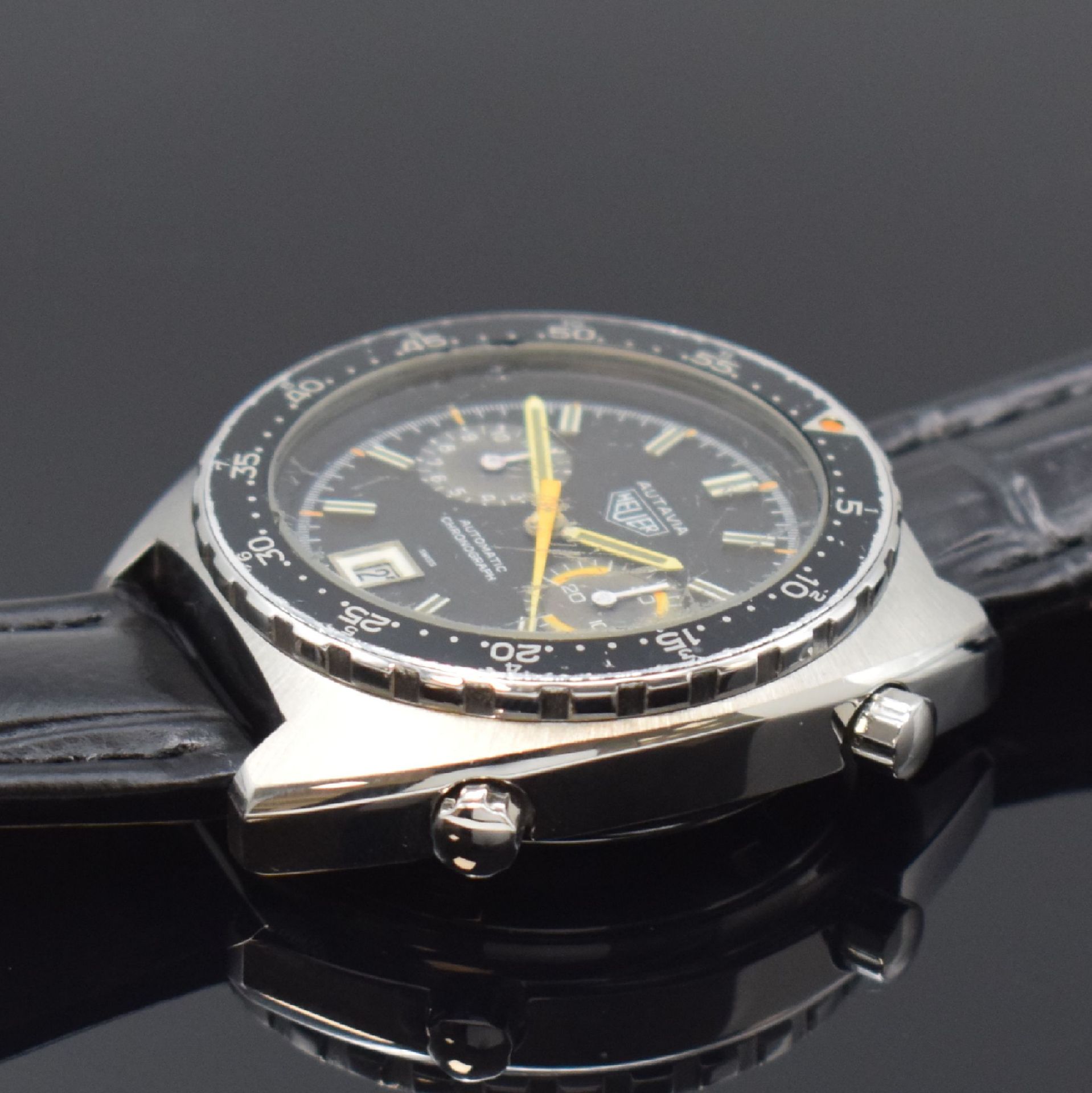 HEUER Autavia Herrenarmbanduhr mit Chronograph in Stahl - Bild 4 aus 7