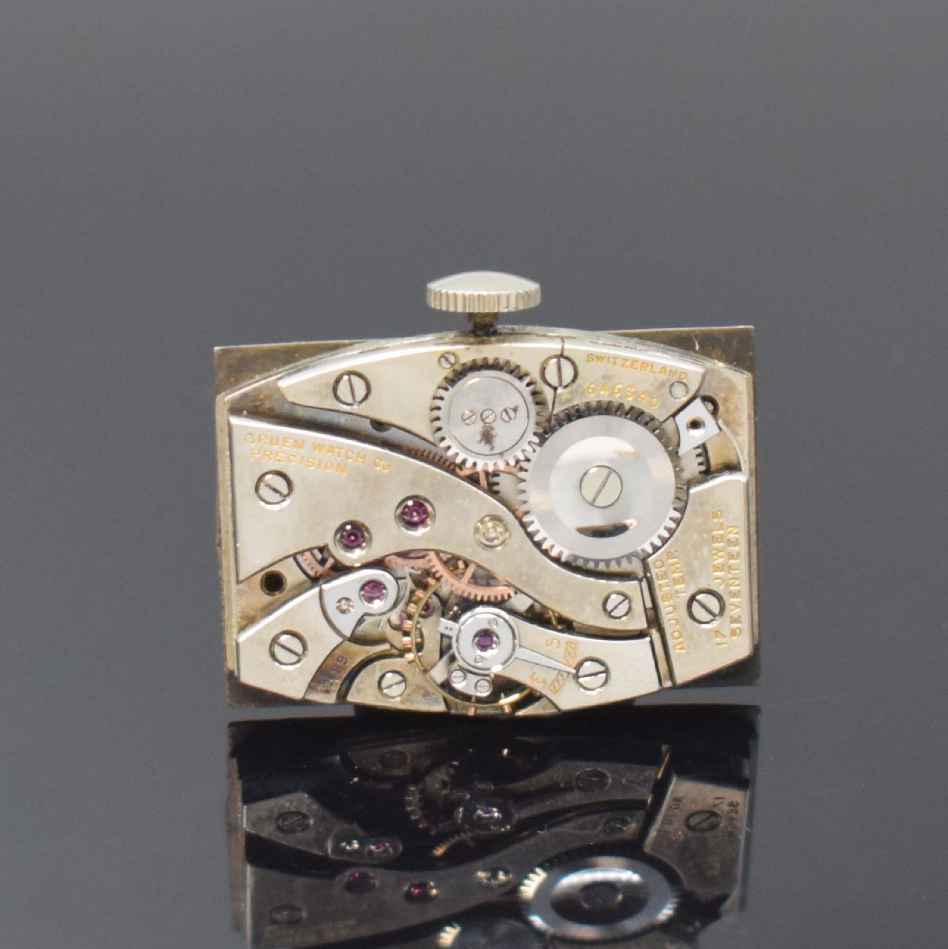 GRUEN Precision rechteckige Armbanduhr in WG 585/000, - Bild 7 aus 7