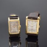 LONGINES / GRUEN 2 rechteckige goldfilled Armbanduhren,