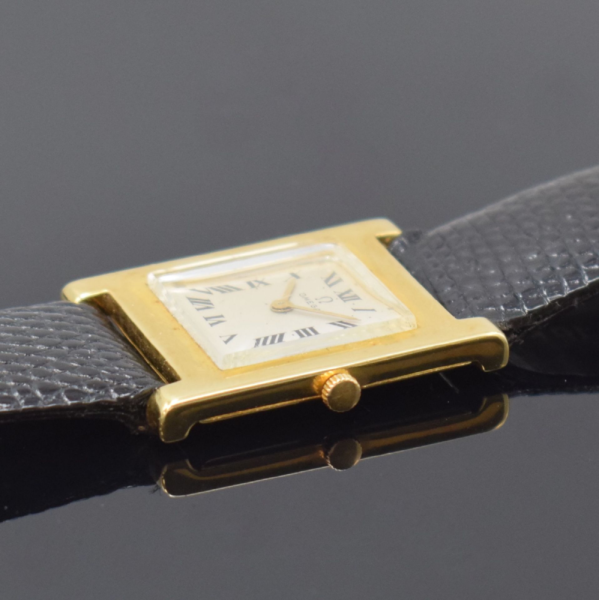 OMEGA rechteckige Armbanduhr Referenz 3981 in GG 750/000, - Bild 3 aus 6