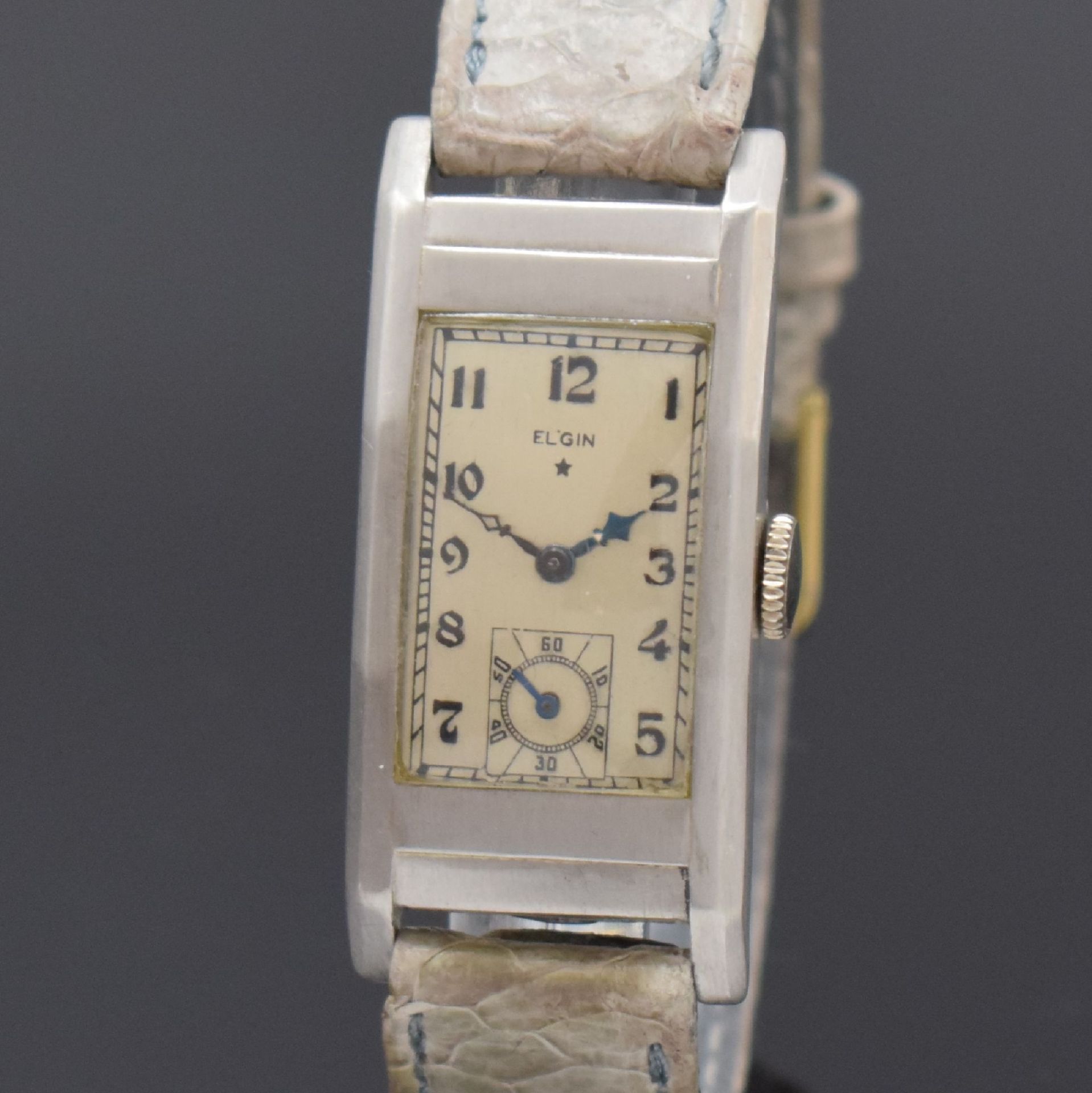 ELGIN rechteckige Armbanduhr in Palladium,  USA um 1938, - Bild 2 aus 5