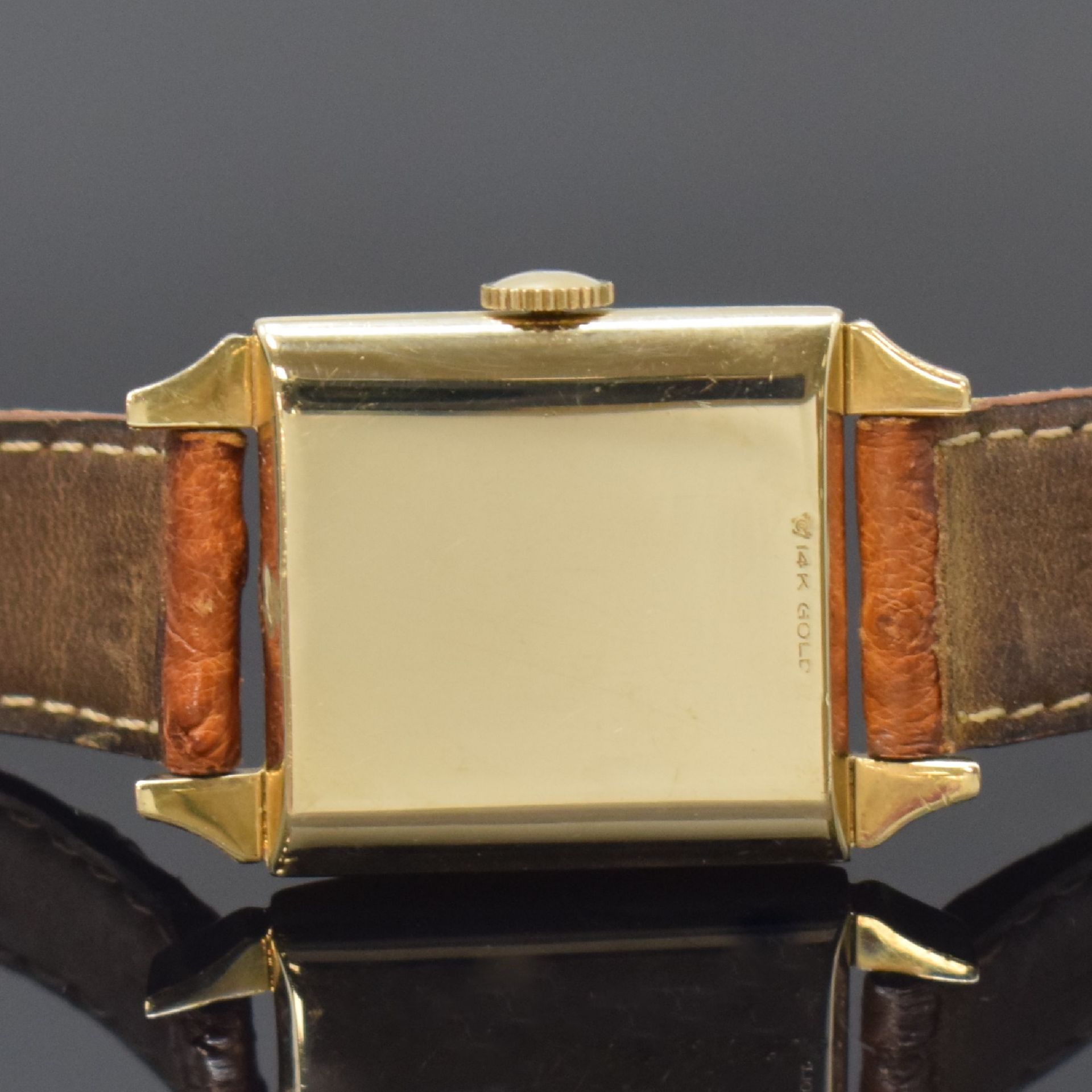 WITTNAUER viereckige Armbanduhr in GG 585/000, - Image 4 of 6