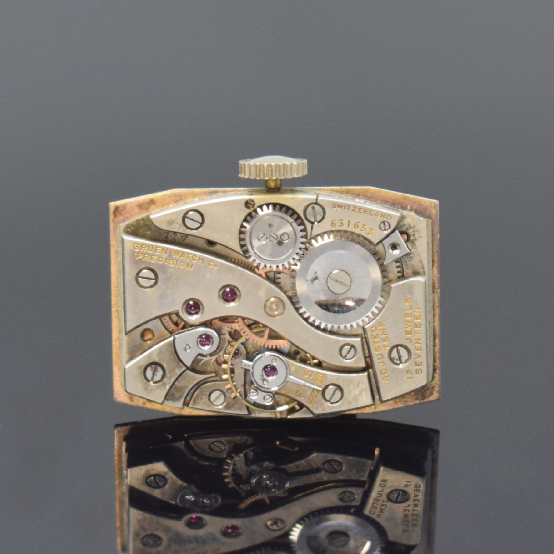 GRUEN Precision rechteckige Armbanduhr in WG 14k,  Schweiz - Bild 7 aus 7