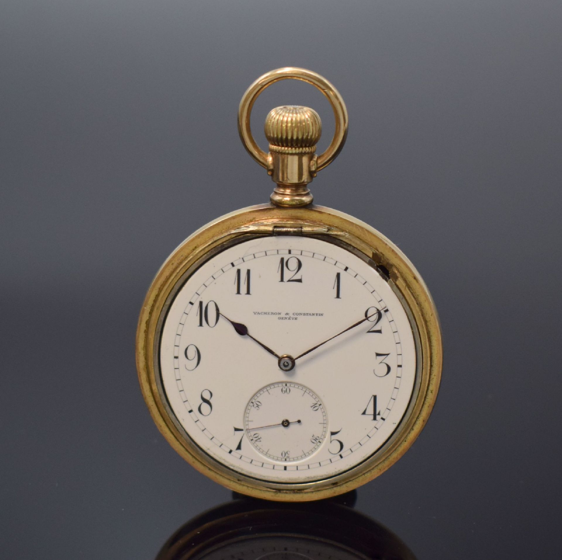 VACHERON & CONSTANTIN offene vergoldete Taschenuhr, - Image 3 of 5