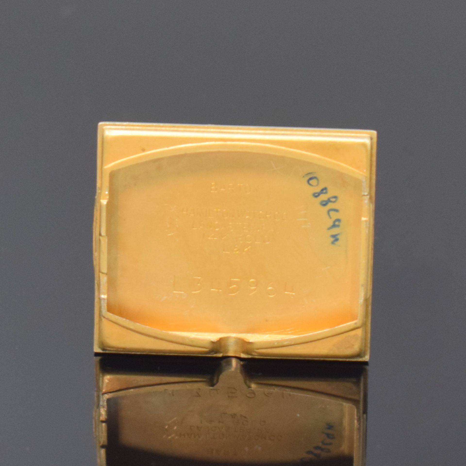 HAMILTON rechteckige Armbanduhr in 14k Gelbgold,  USA um - Bild 6 aus 6