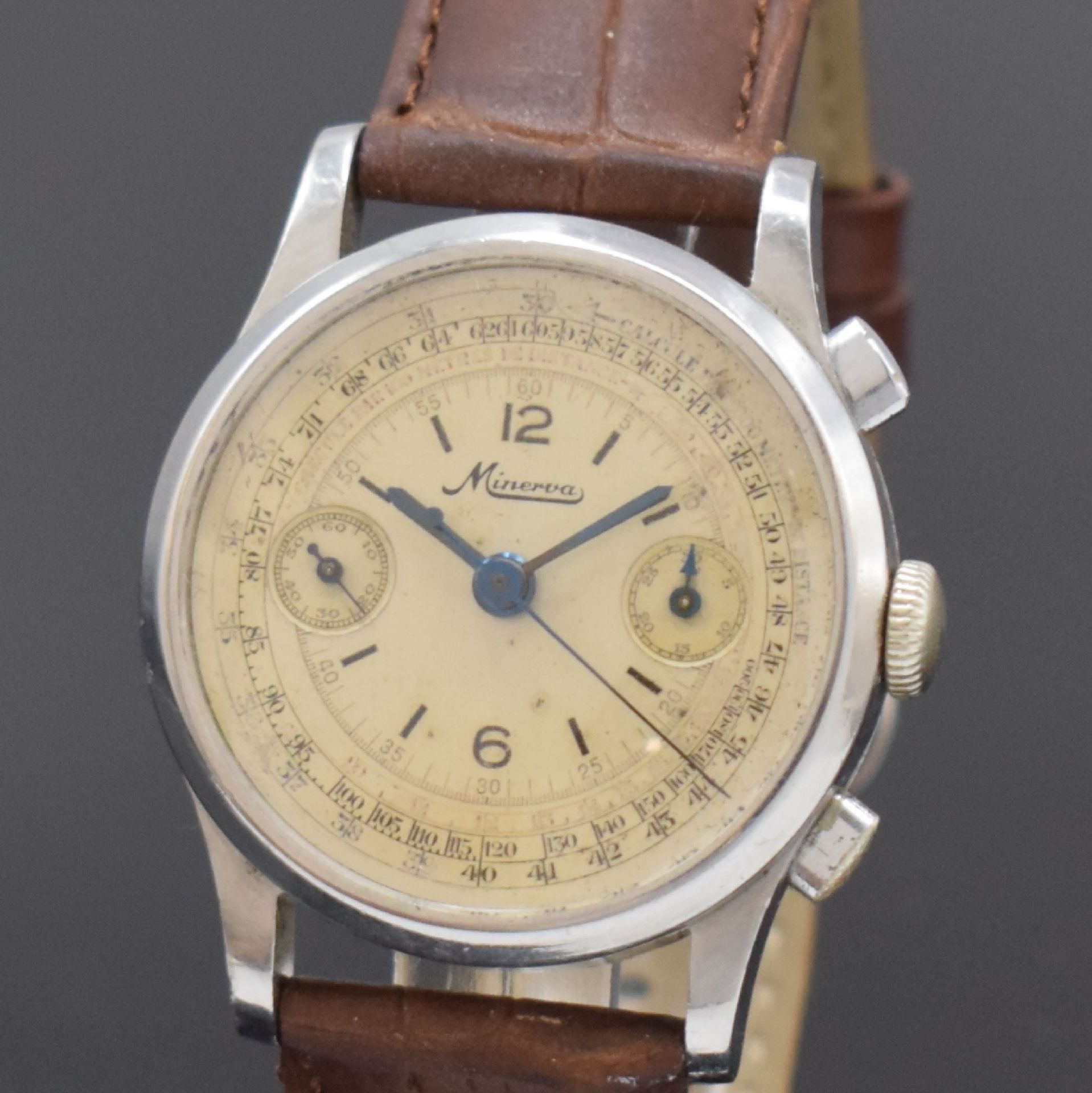 MINERVA Kaliber 13-20 Herrenarmbanduhr mit Chronograph in - Bild 2 aus 6