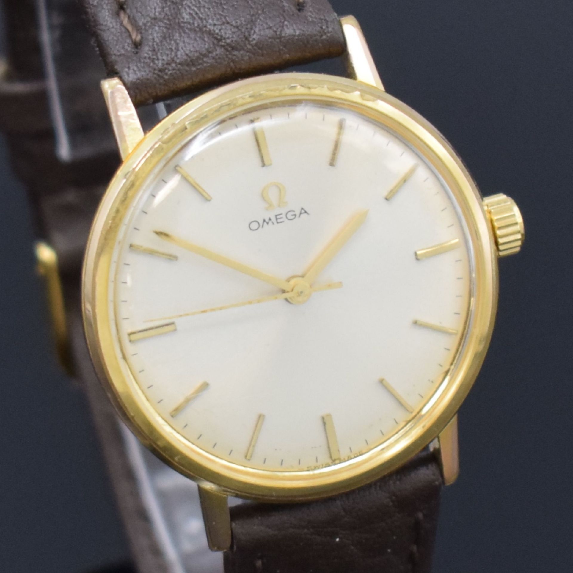 OMEGA vergoldete Armbanduhr,  Schweiz um 1965, Handaufzug, - Bild 4 aus 6