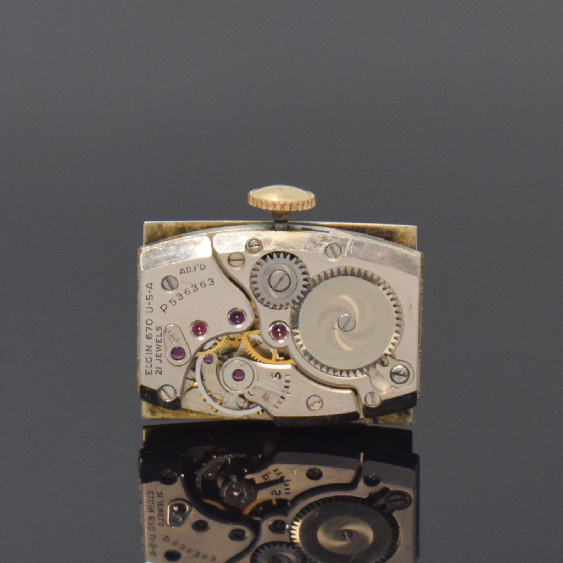 LORD ELGIN rechteckige Armbanduhr in GG 585/000, USA um - Image 5 of 6