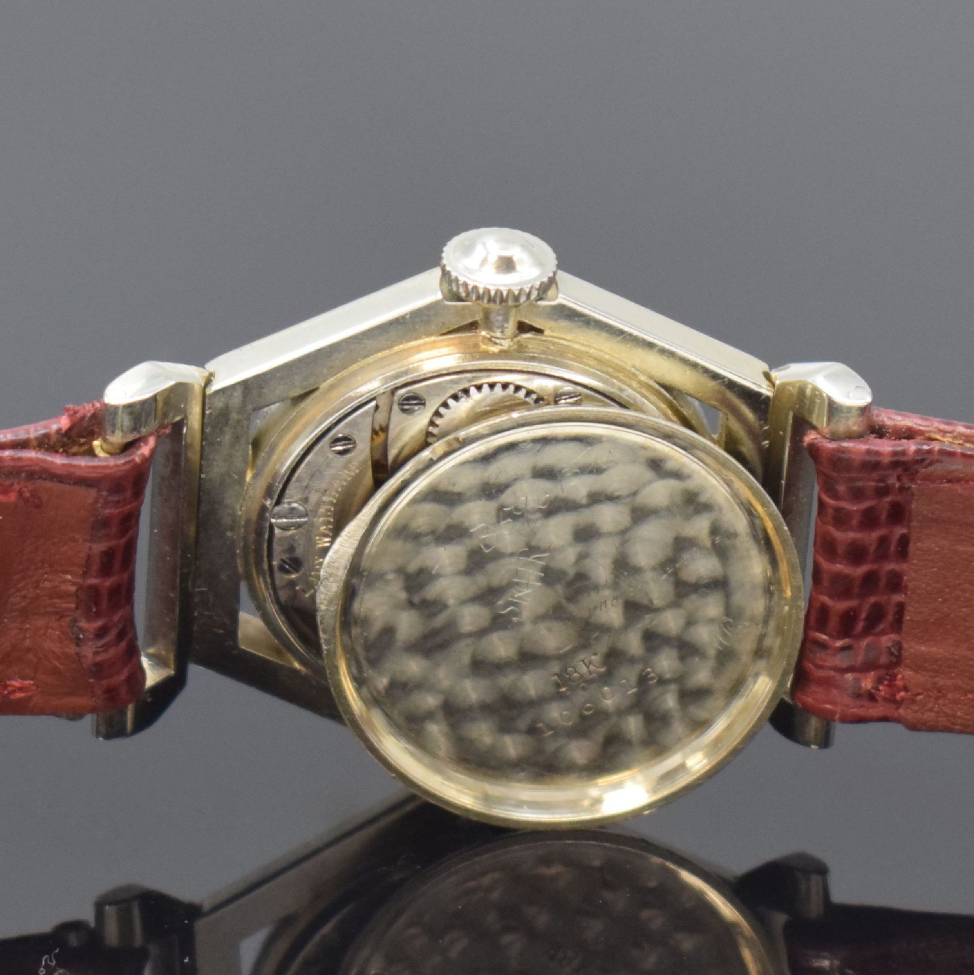 WALTHAM seltene 6-eckige Armbanduhr in WG 750/000,  USA um - Bild 6 aus 6