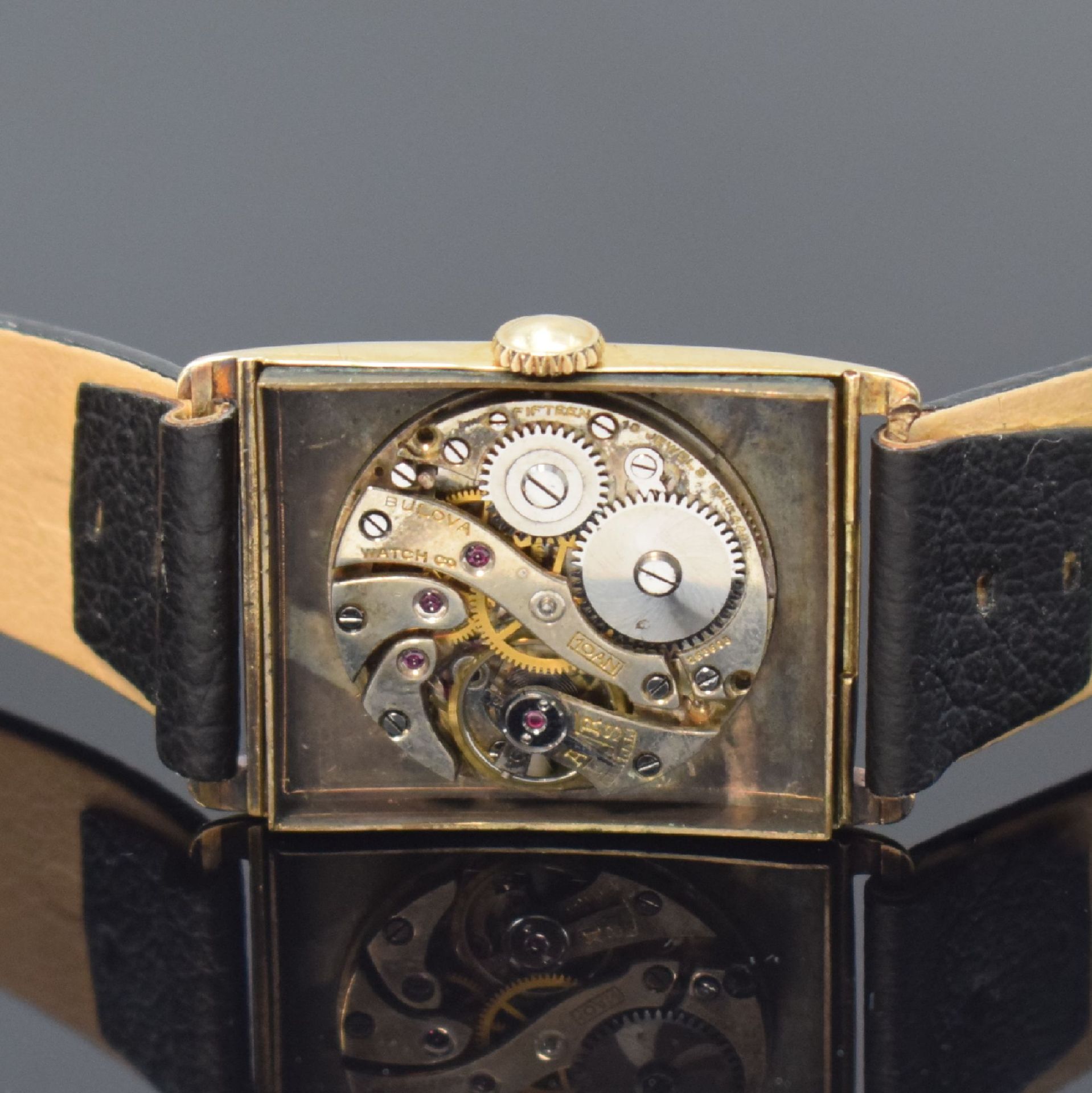 BULOVA frühe rechteckige Armbanduhr in GG 585/000, - Image 5 of 5