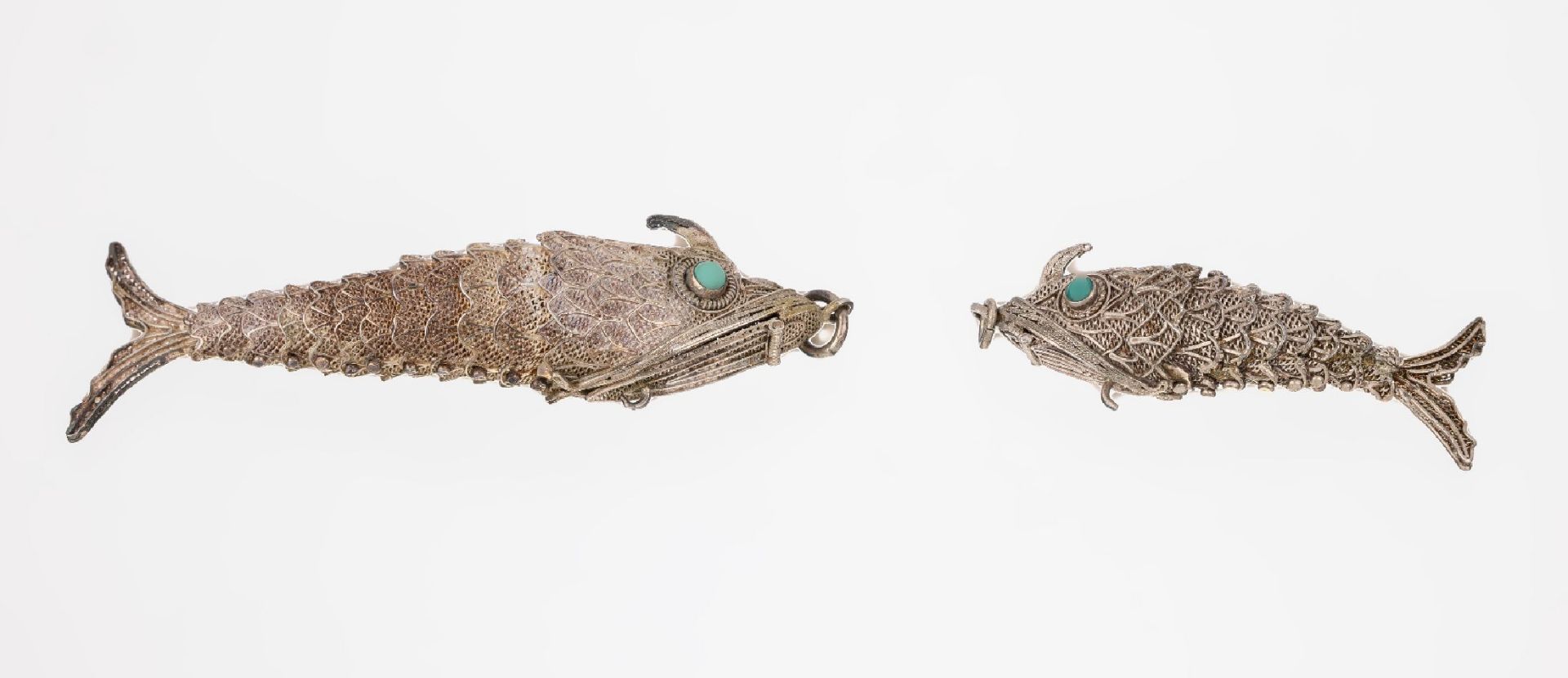 Konvolut 2 Duftfische, Silber, China 1950- 60er Jahre,