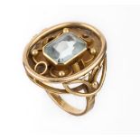 14 kt Gold Aquamarin-Ring, GG 585/000, 1950er Jahre,