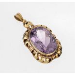 14 kt Gold Amethyst-Anhänger, 1950er Jahre, GG 585/000,