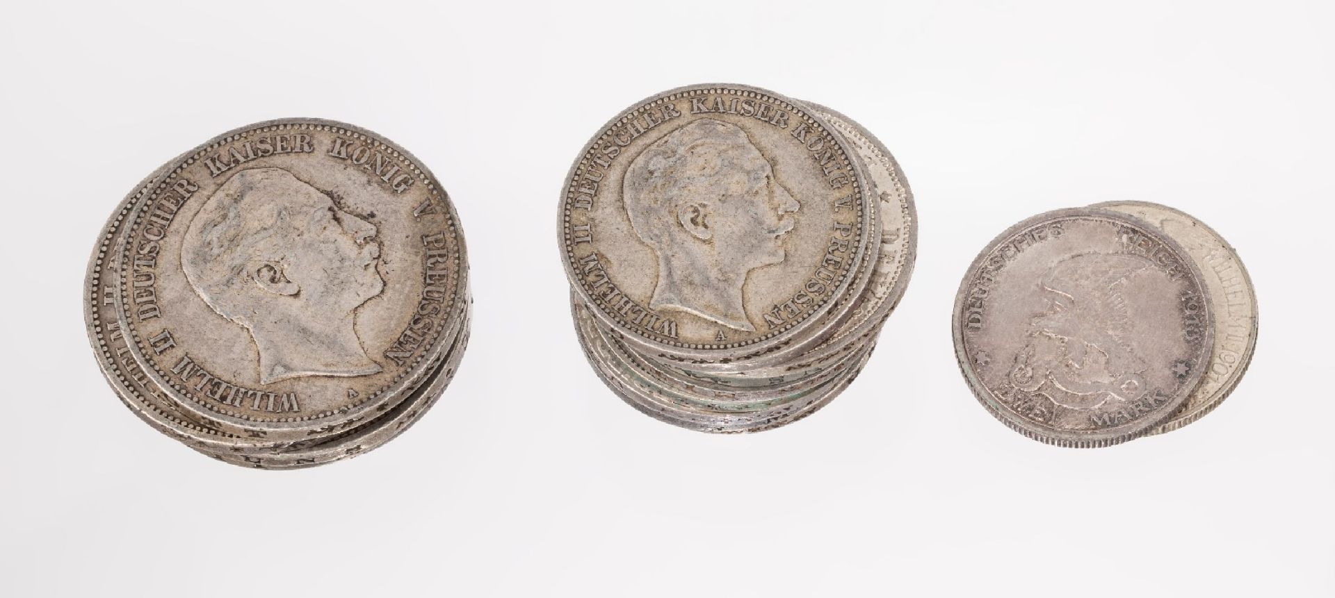 Lot 16 Silbermünzen, Deutsches Reich, 5 x 5Mark: 3 x