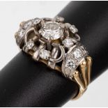 18 kt Gold Brillant-Ring, um 1930, GG/WG 750/000,