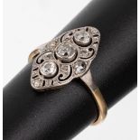 14 kt Gold Art-Deco Diamant-Ring, GG 585/000, Ringkopf