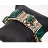 Armband, Mexiko, 925er Silber, massive Ausführung, grüne