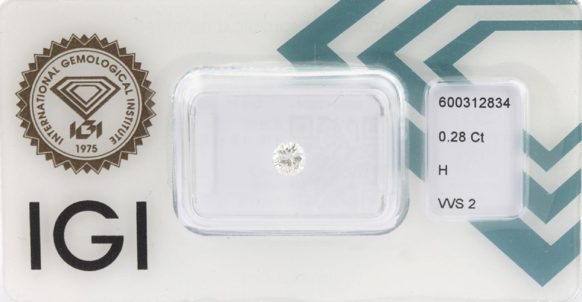 Loser Brillant, 0.28 ct Weiß(H)/vvs2, eingeschweißt mit