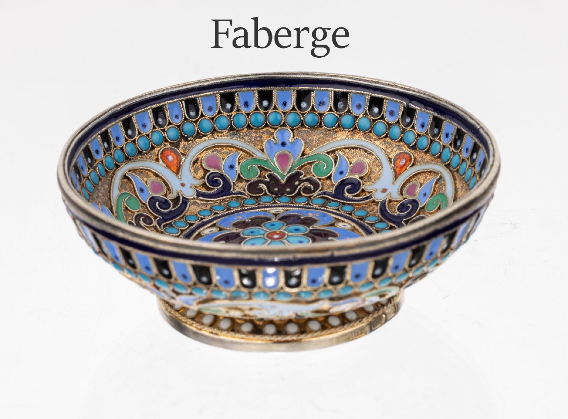 FABERGE Schälchen mit Cloisonne-Email, 84erSilber,