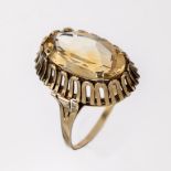 14 kt Gold Citrin-Ring, GG 585/000, 1950er -60er Jahre,