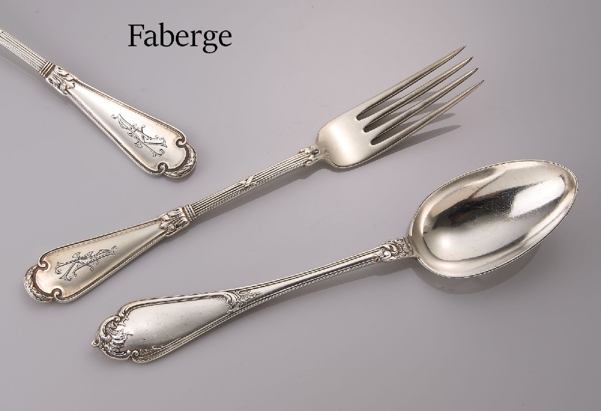 6 FABERGE Gabeln und 2 FABERGE Löffel, Russland um 1900,