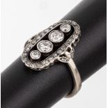 18 kt Gold Art Deco Diamant-Ring, GG/WG 750/000, ovaler