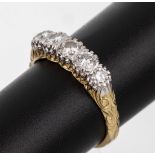 14 kt Gold Brillant-Ring, um 1930, GG/WG 585/000, hoher