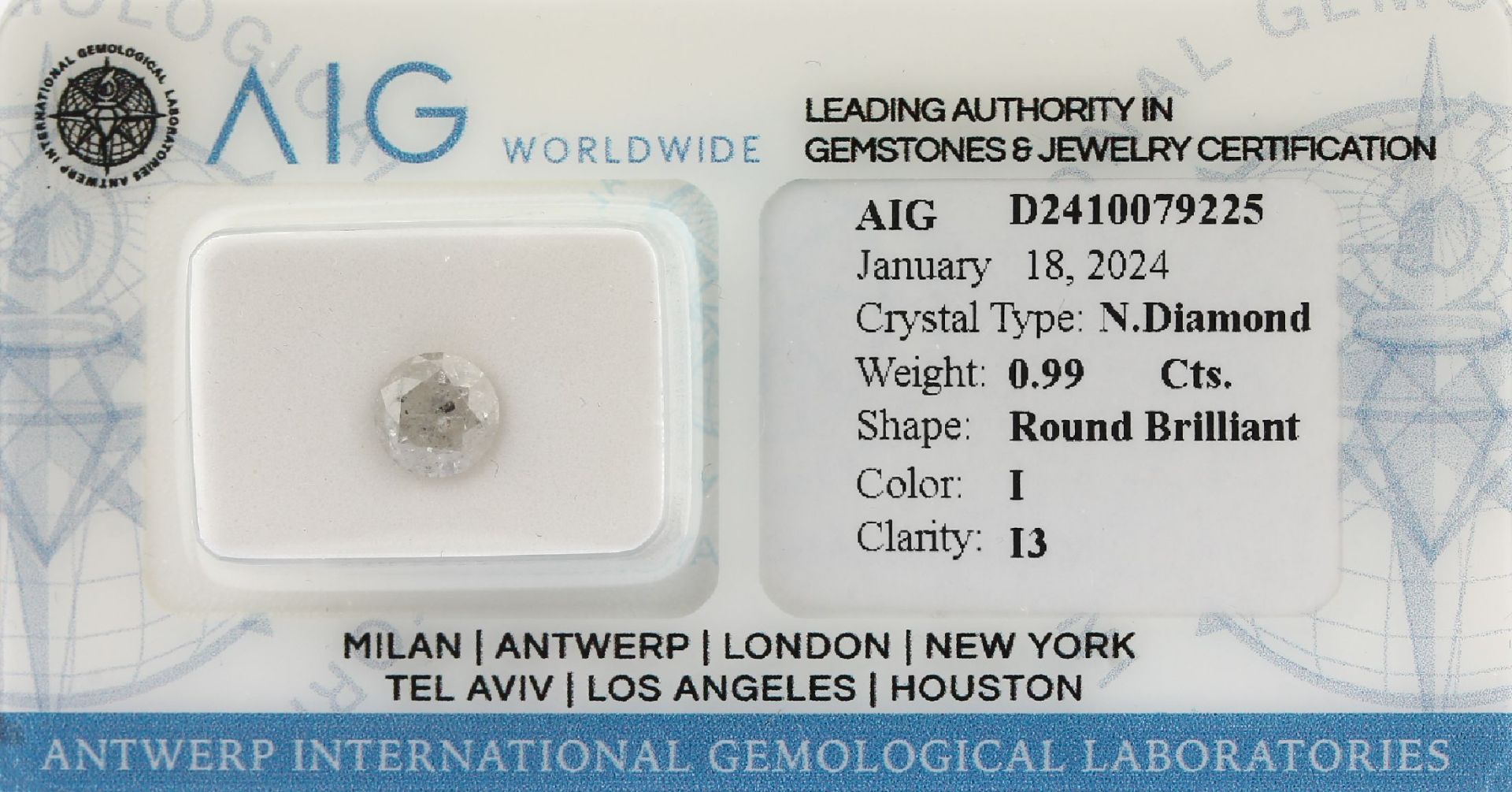 Loser Brillant, 0.99 ct l.get.Weiß(I)/p3, eingeschweißt,