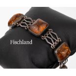 FISCHLAND Bernstein-Armband, 835er Silber, um 1940, 5