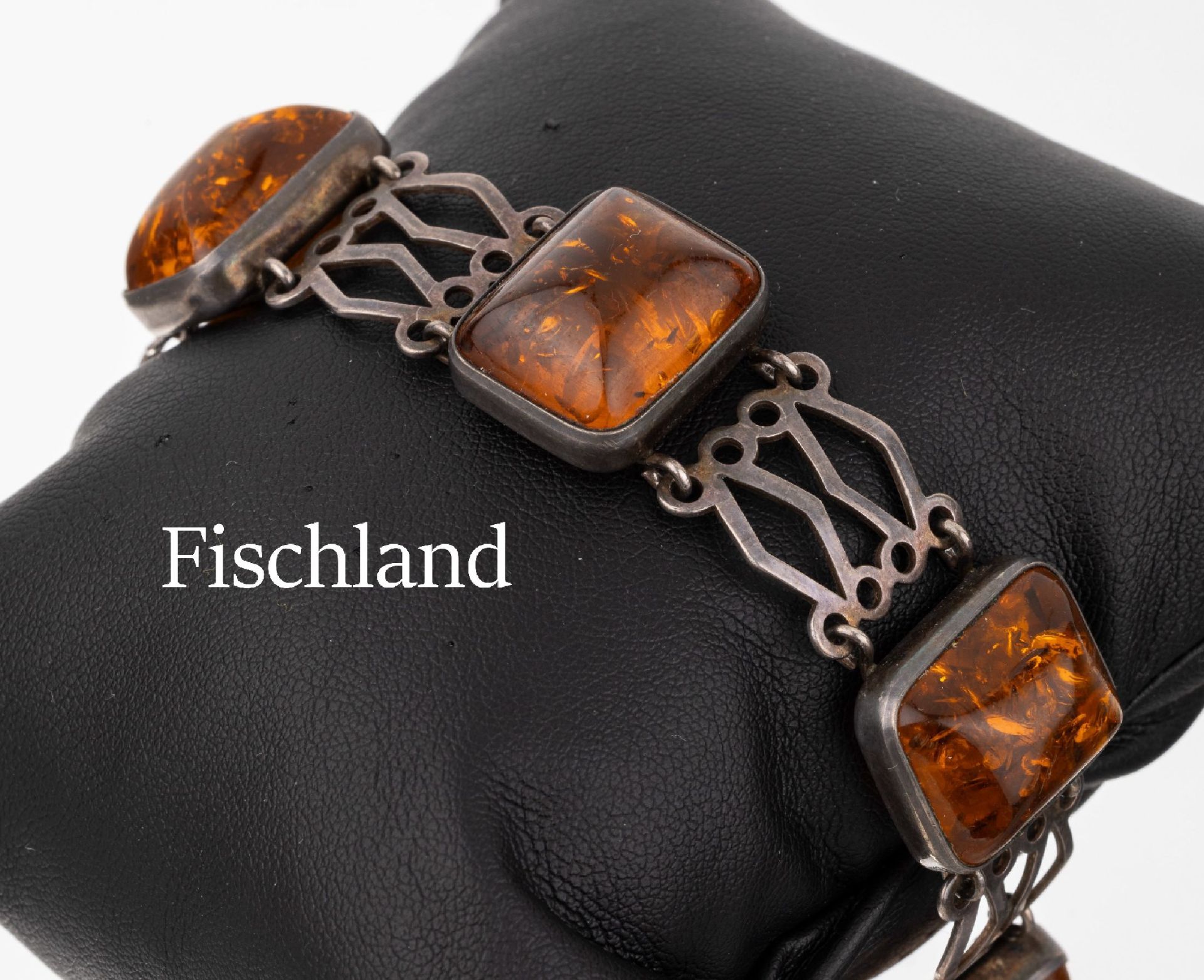 FISCHLAND Bernstein-Armband, 835er Silber, um 1940, 5