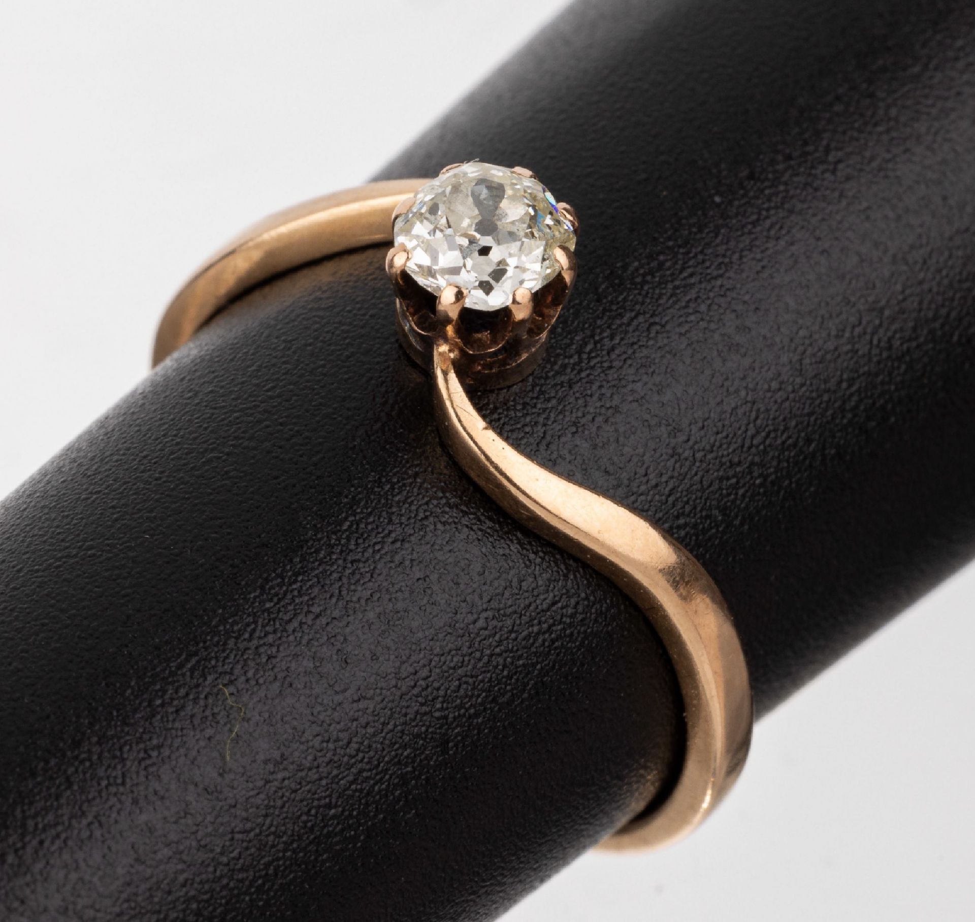 14 kt Gold Jugendstil Diamant-Ring, um 1900, RG 585/000,