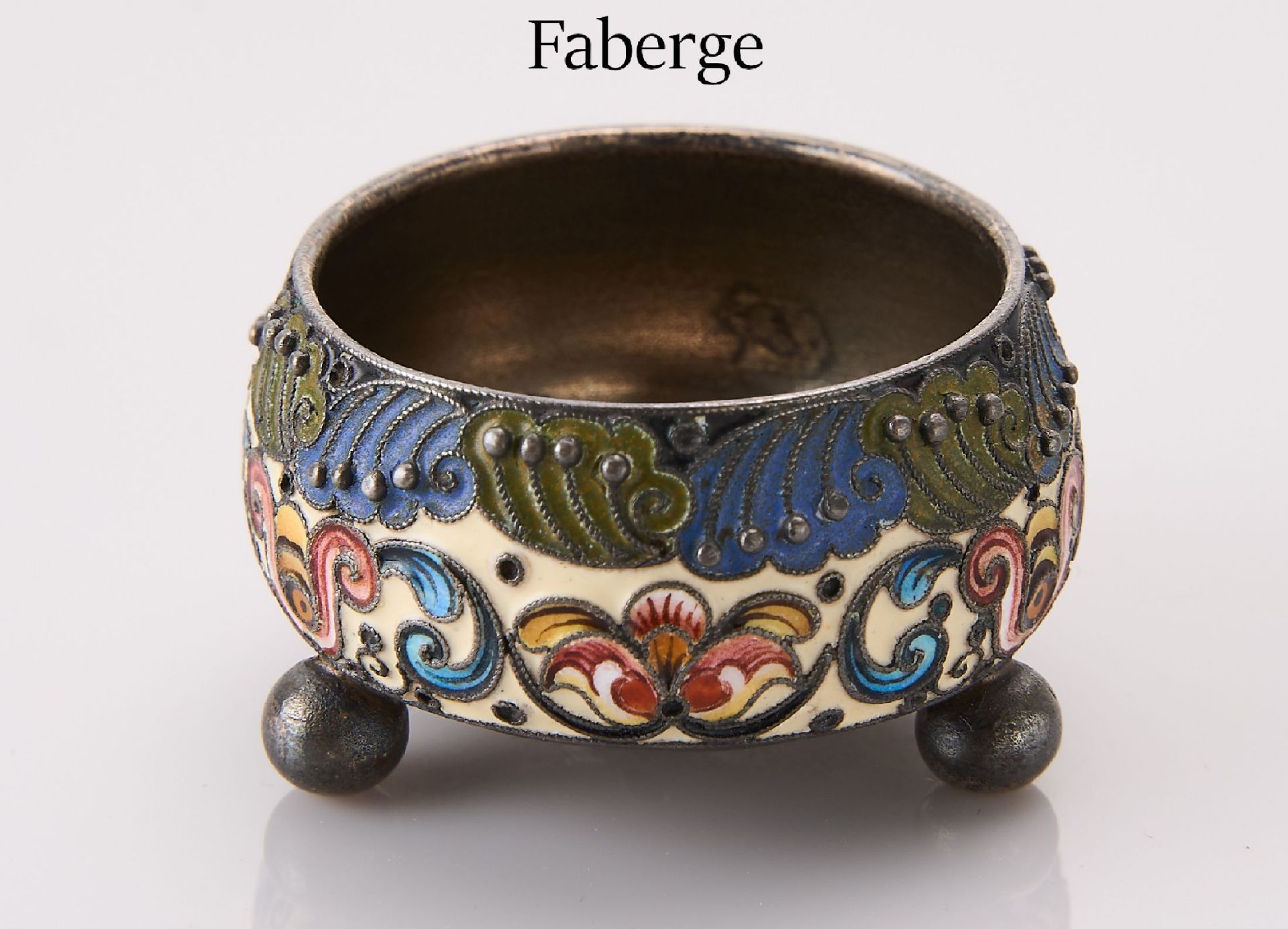 FABERGE Gewürzschälchen, 88er Silber, umlaufend fein