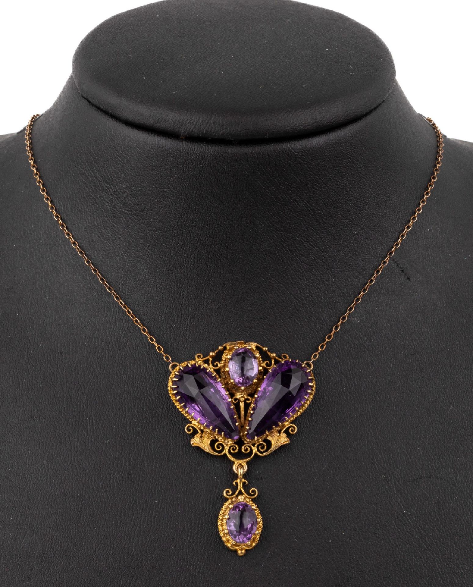 14 kt Gold Amethyst-Anhänger, wohl Stuttgart um 1900, GG