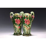 Paar Vasen, Eichwald, um 1900, Jugendstil,  Keramik,