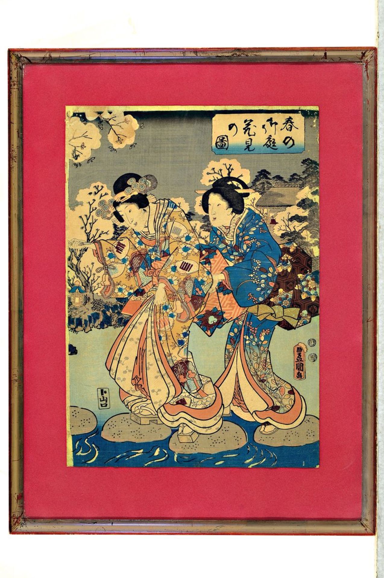 Zwei Holzschnitte, Japan, um 1840,  1x sign. Kunisada,