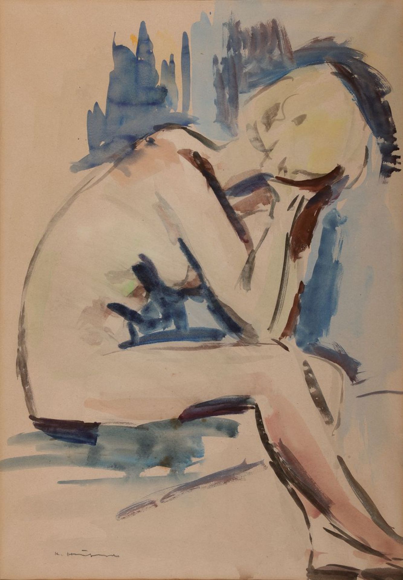 Karl Hufnagel, 1906 Harthausen-1995 Speyer, 2 Aquarelle: