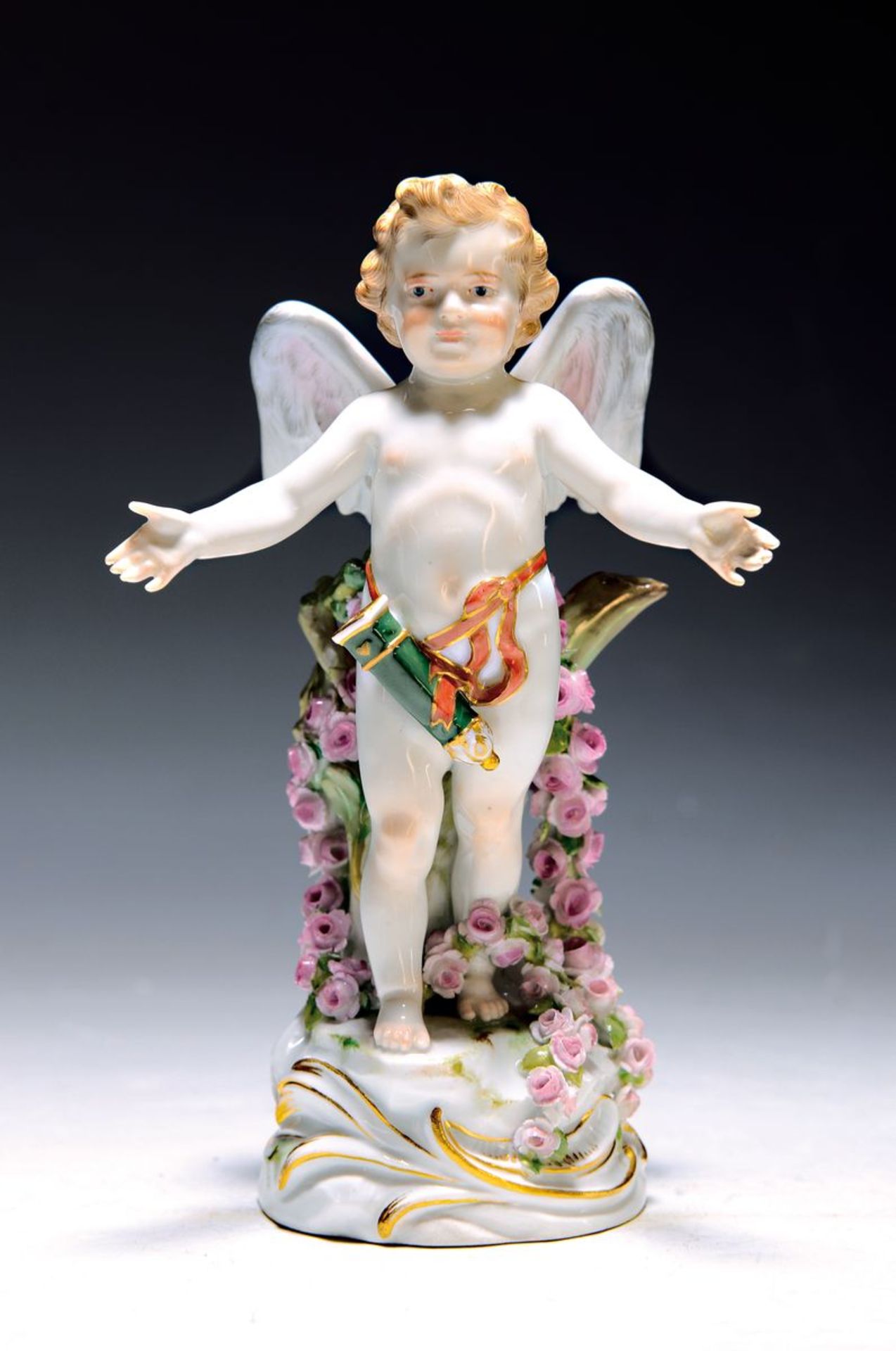 Porzellanfigur, Amor mit Rosen, Meissen, Entwurf Paul