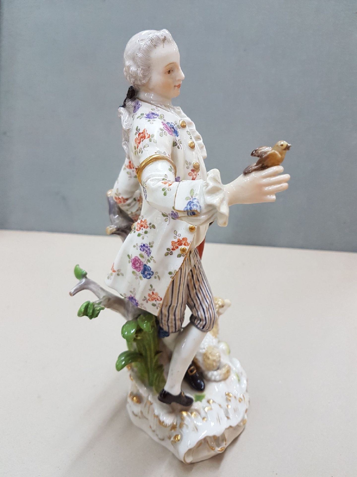 Großer Schäferfigur, Meissen, um 1890,  Schäfer mit Vogel - Bild 5 aus 10