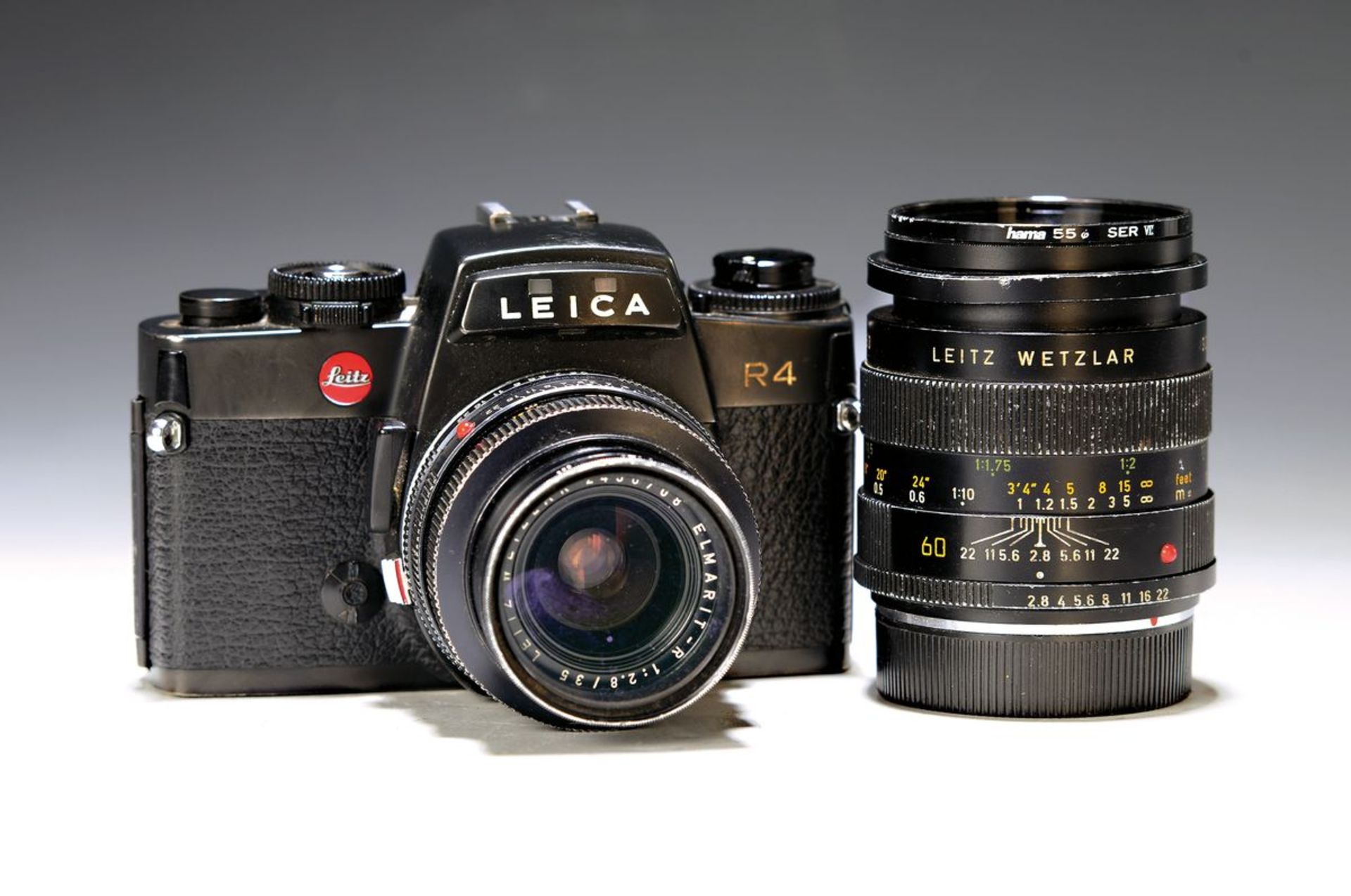 Leica R4, Bj. 1985/86, mit 2 Objektiven ,  Seriennr.