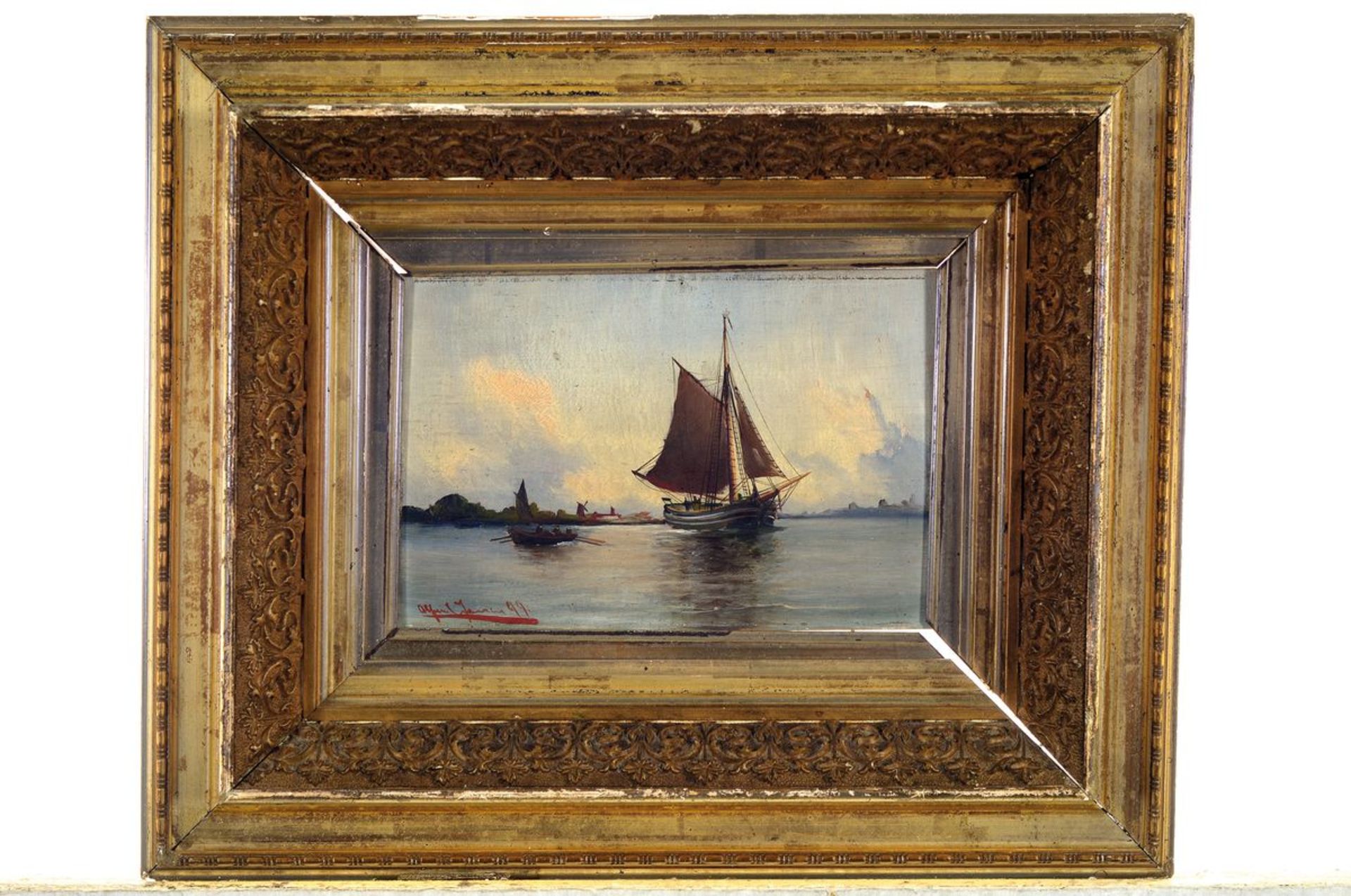 Alfred Jensen, 1859 Randers-1935 Hamburg,  Segelschiff auf - Bild 2 aus 2