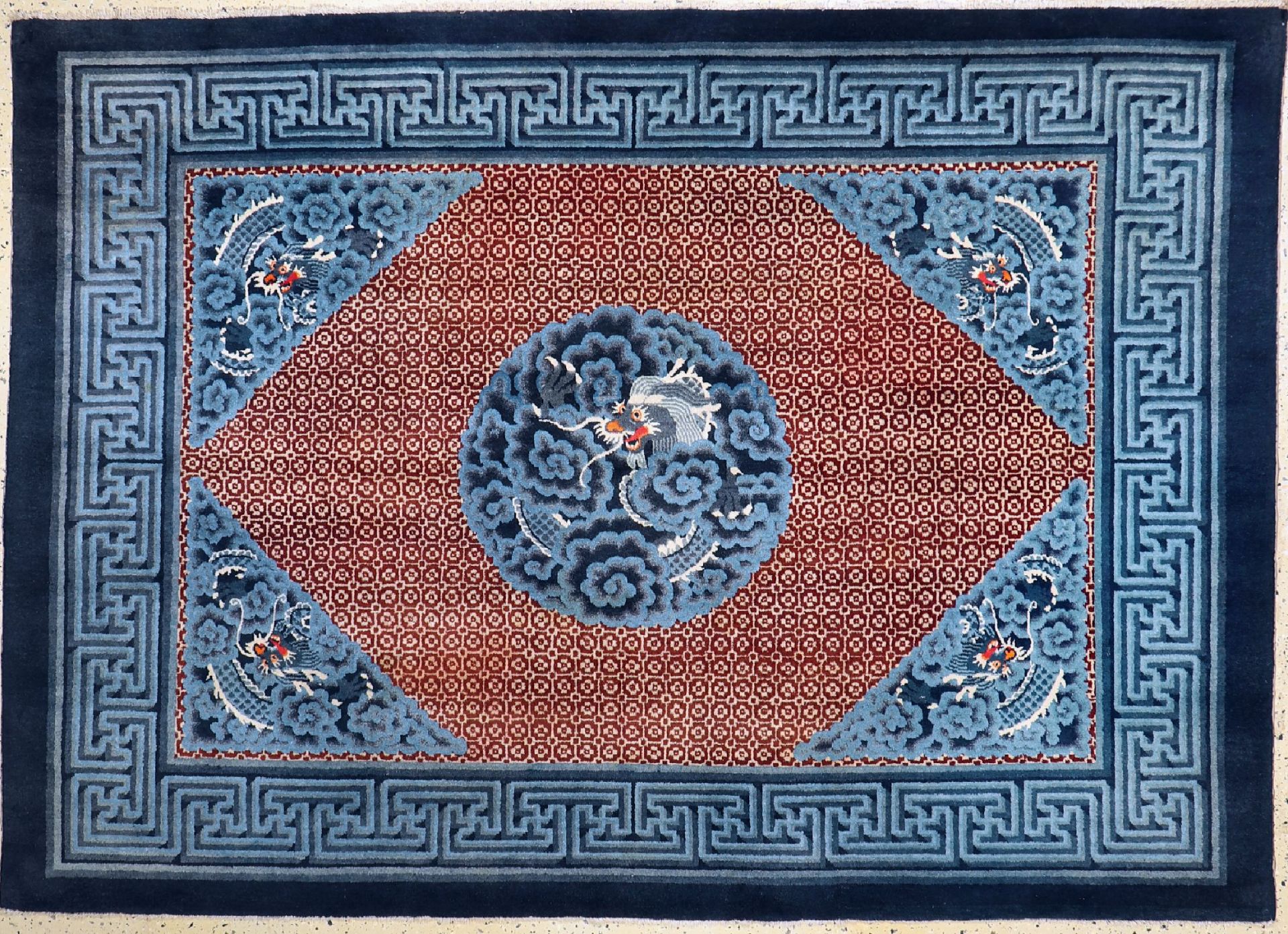 Antiker'Drachen-Teppich',   China, um 1900, Wolle auf