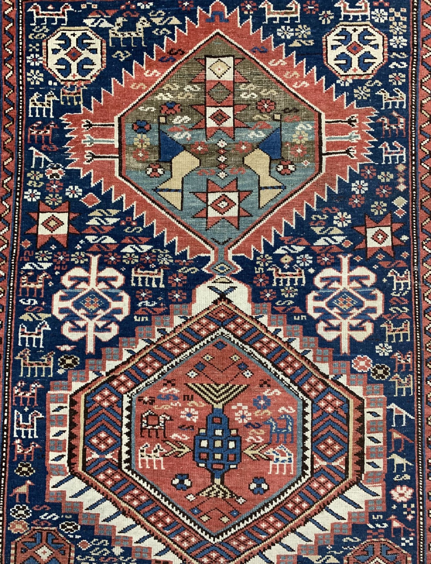 Antiker Kazak'Akstafa', Kaukasus, 19.Jhd, Wolle auf - Image 5 of 7