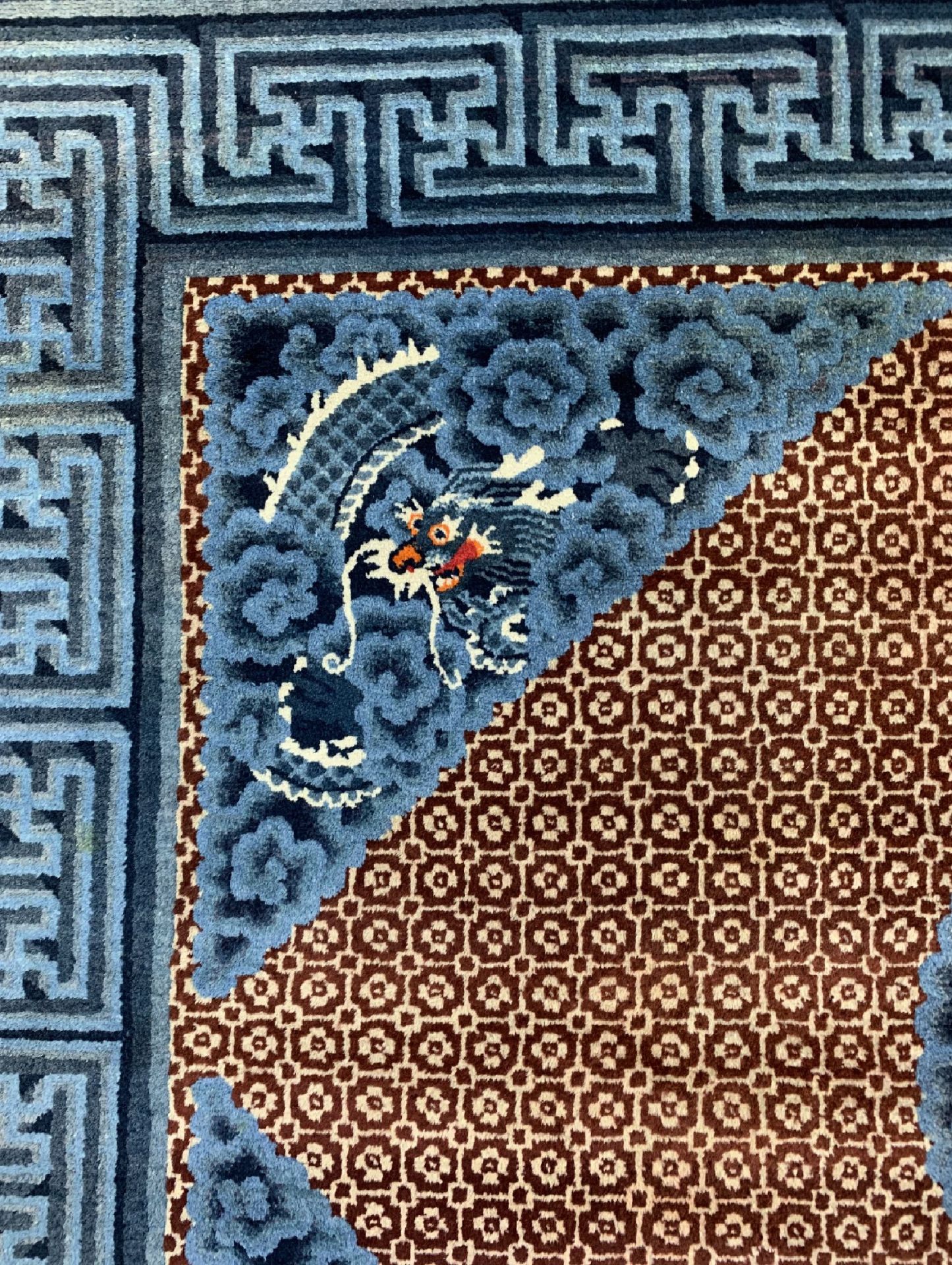 Antiker'Drachen-Teppich',   China, um 1900, Wolle auf - Bild 4 aus 6