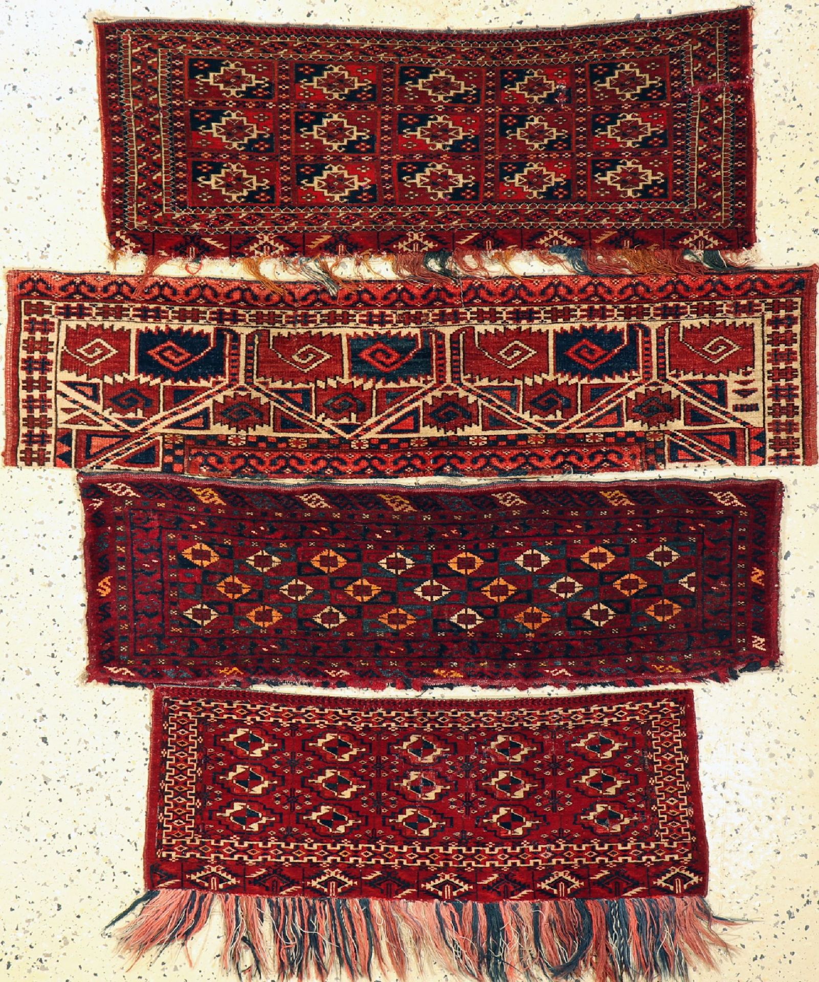 Konvolut 4 Torba antik, Turkmenistan, um 1900, Wolle auf