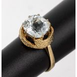 14 kt Gold Aquamarin-Ring, GG 585/000, Ringkopf