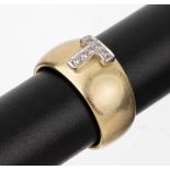 14 kt Gold Brillant-Ring, GG/WG 585/000, Ringschiene GG