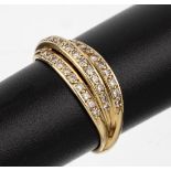 14 kt Gold Brillant-Ring, GG 585/000, 32 Brillanten zus.