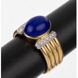 18 kt Gold Lapislazuli-Brillant-Ring, GG/WG750/000,