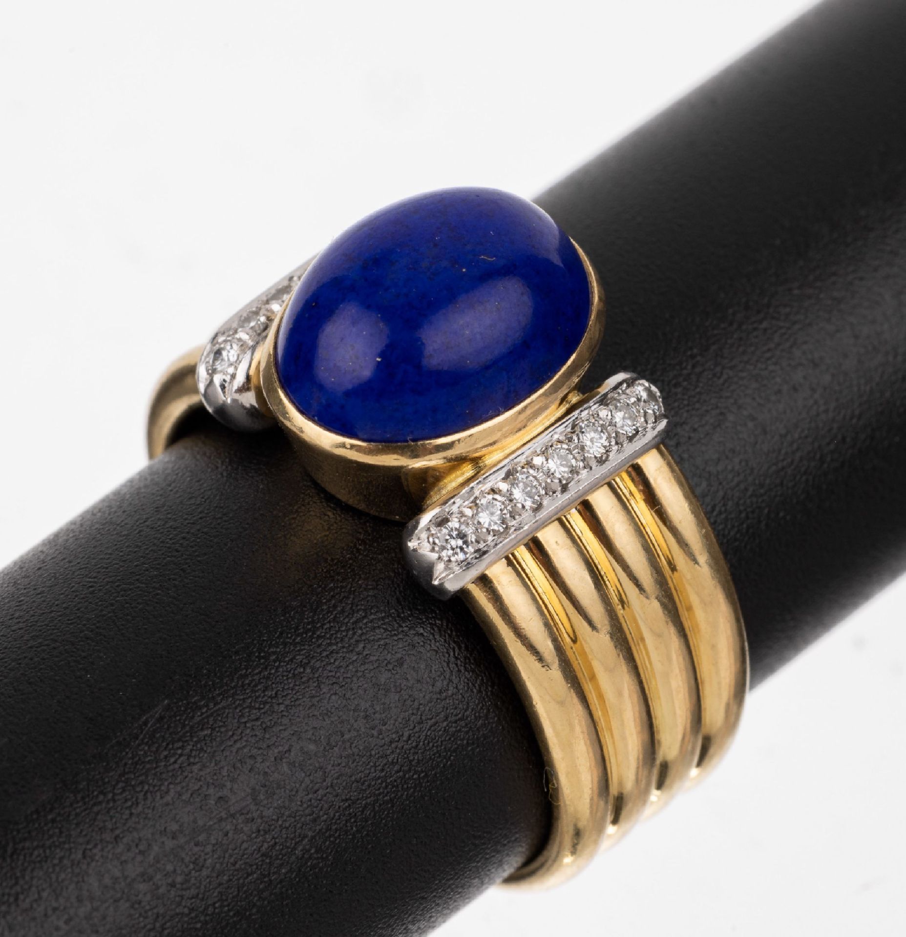 18 kt Gold Lapislazuli-Brillant-Ring, GG/WG750/000,